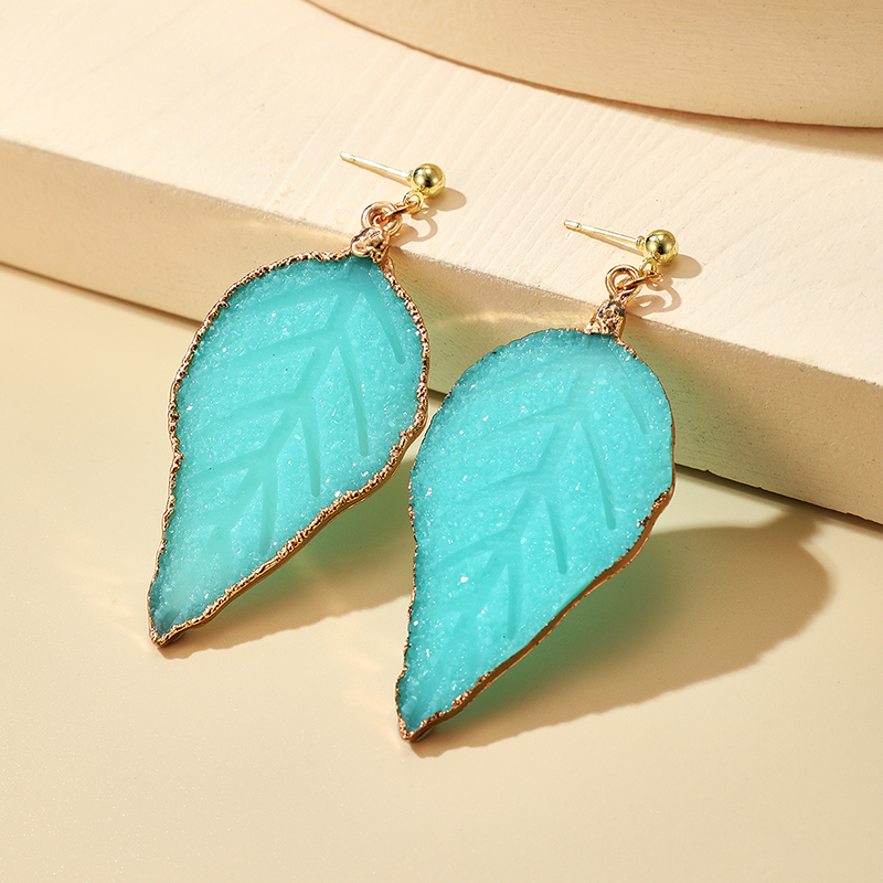 Simple Blue Leaf Fashion Earrings display picture 4