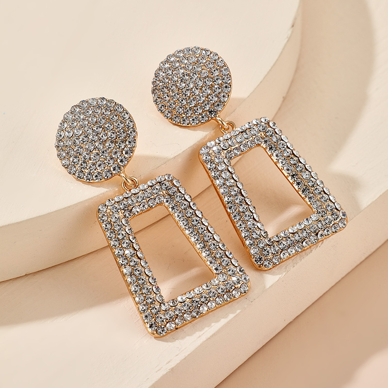 Diamond Geometric Square  Earrings display picture 4