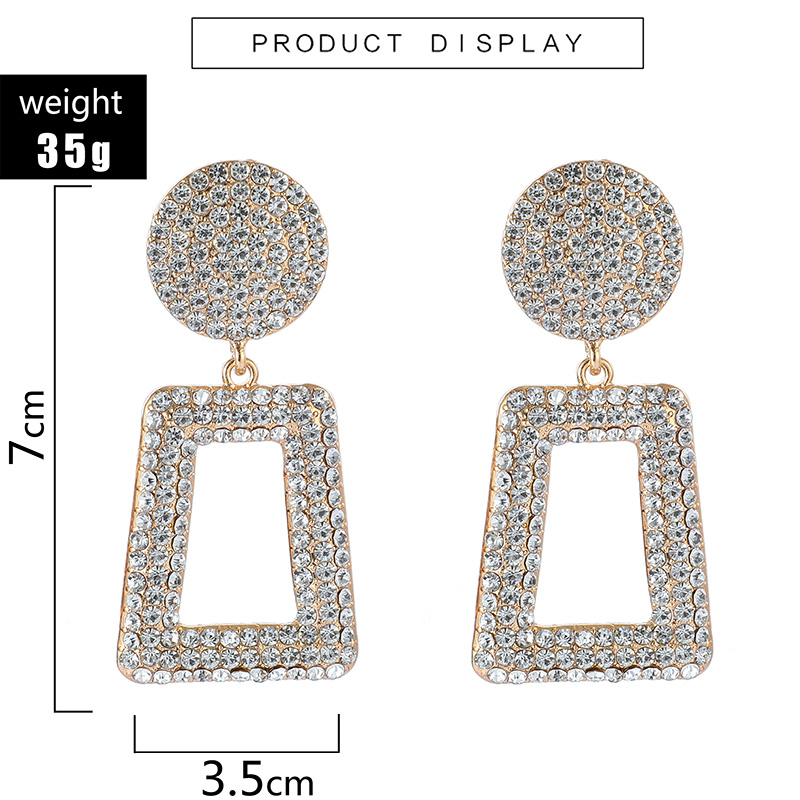 Diamond Geometric Square  Earrings display picture 7