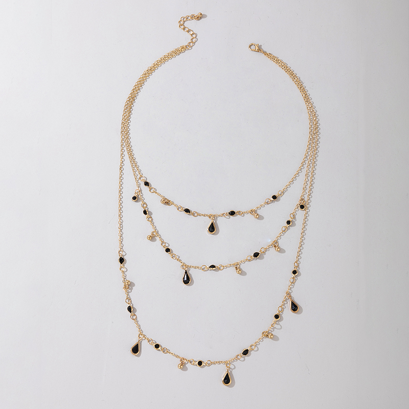 New  Multilayer Black Water Drop Necklace display picture 2