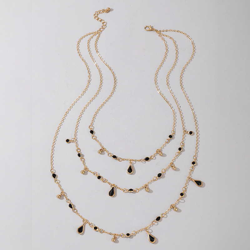New  Multilayer Black Water Drop Necklace display picture 3