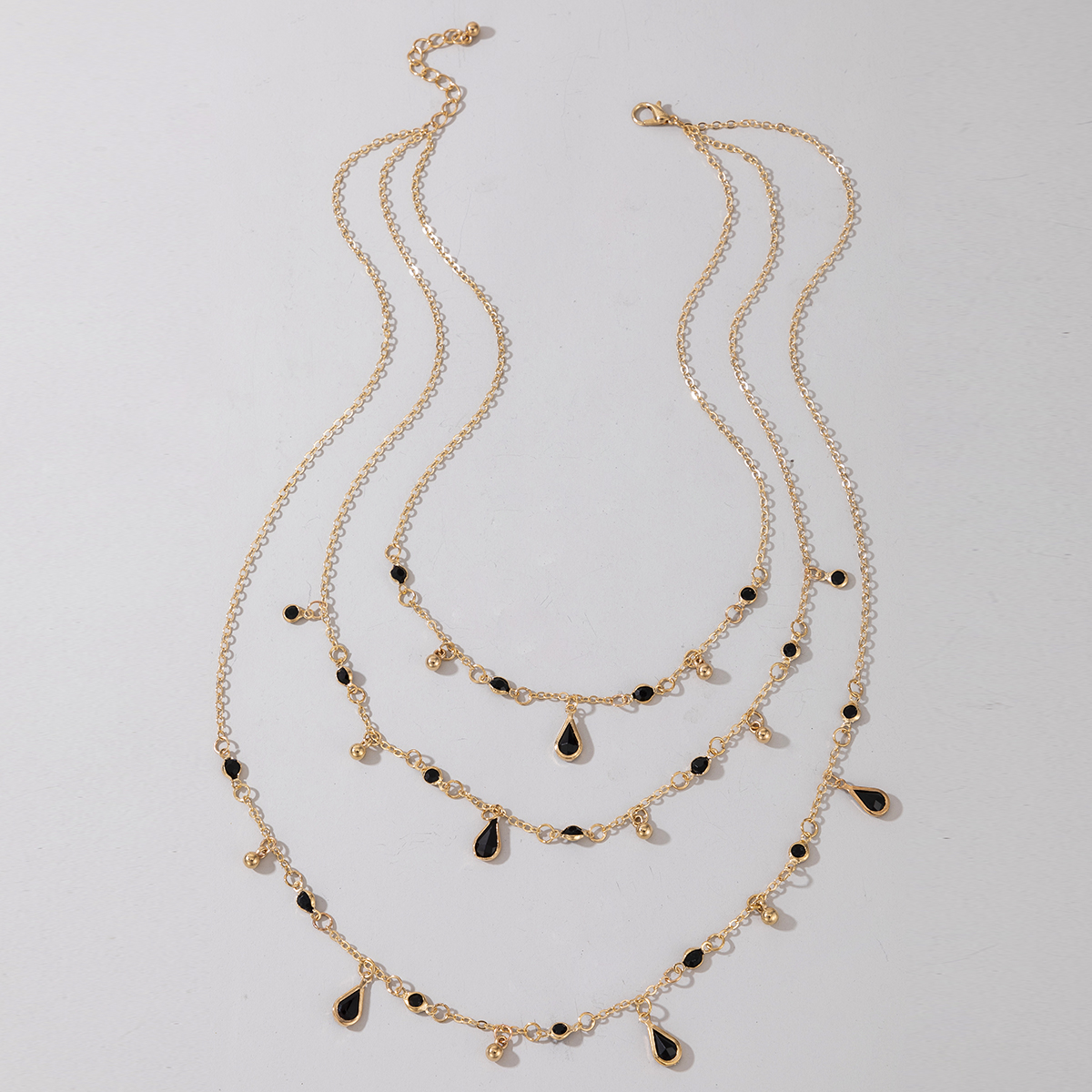 New  Multilayer Black Water Drop Necklace display picture 6