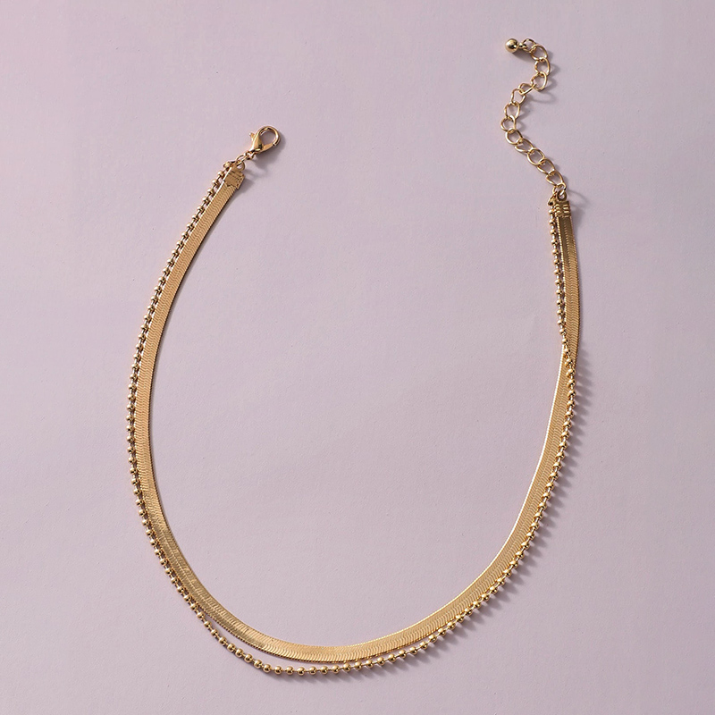 Round Bead Clavicle Chain Double Wild Necklace display picture 2