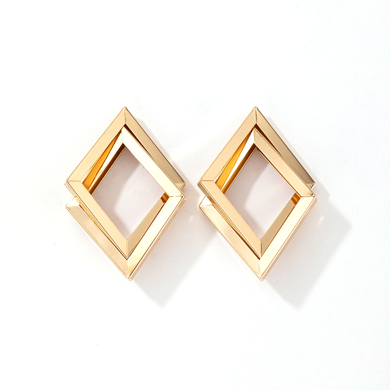 New Fashion Double-layer Geometric Metal Earrings display picture 2