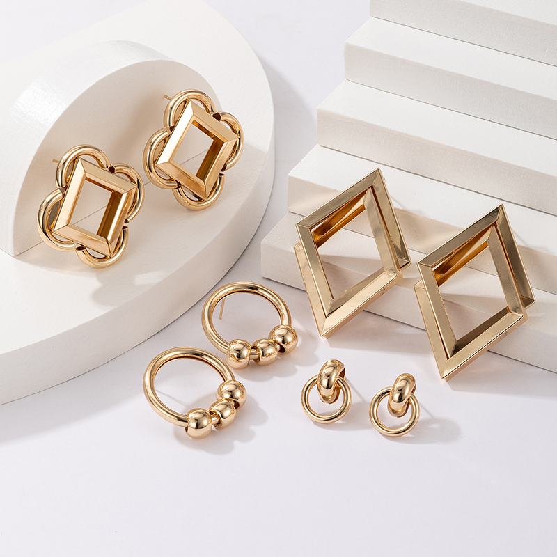 New Fashion Double-layer Geometric Metal Earrings display picture 3