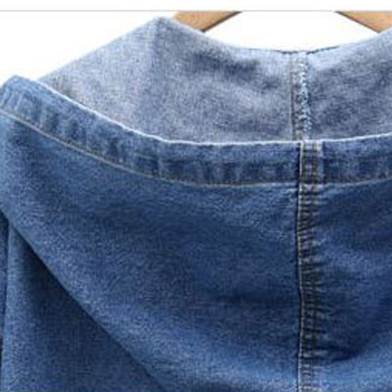 Hooded Long-sleeved Denim Jacket display picture 6