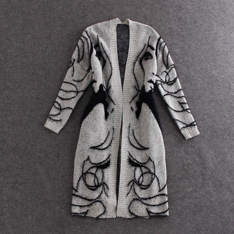 Fashion Mid-length Knitted Cardigan display picture 2