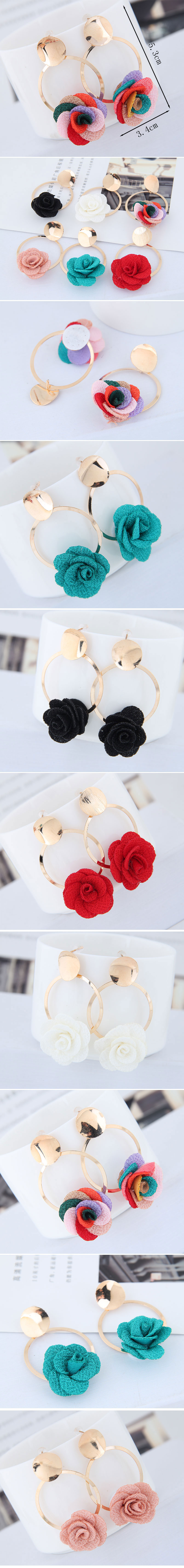 Metal Simple And Sweet Fabric Small Flower Personality Celebrity Style Female Earrings display picture 1