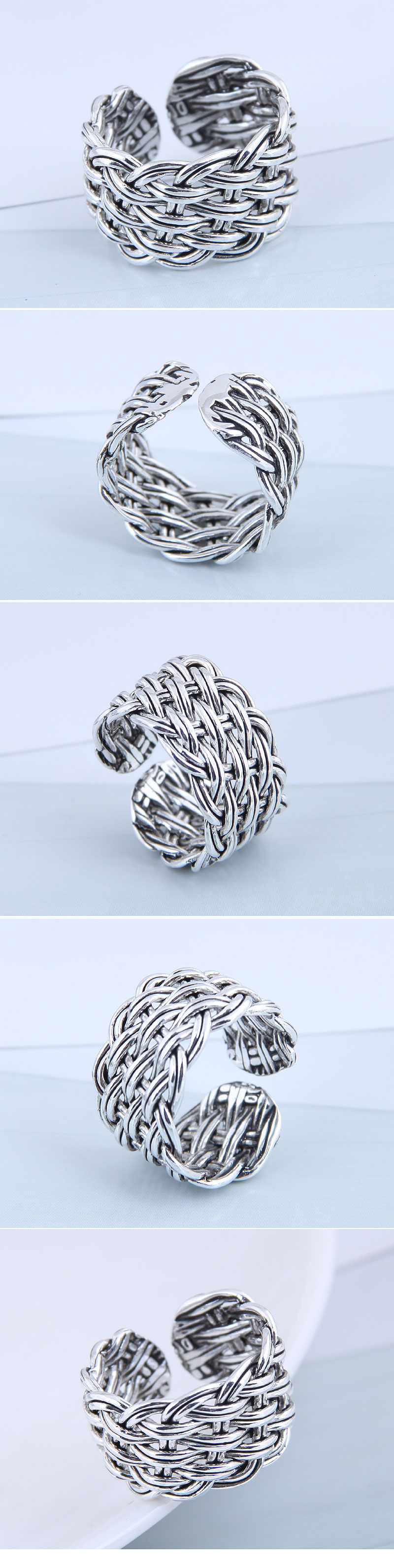 Fashion Ring Wholesale Vintage Knit Exaggerated Open Ring display picture 1