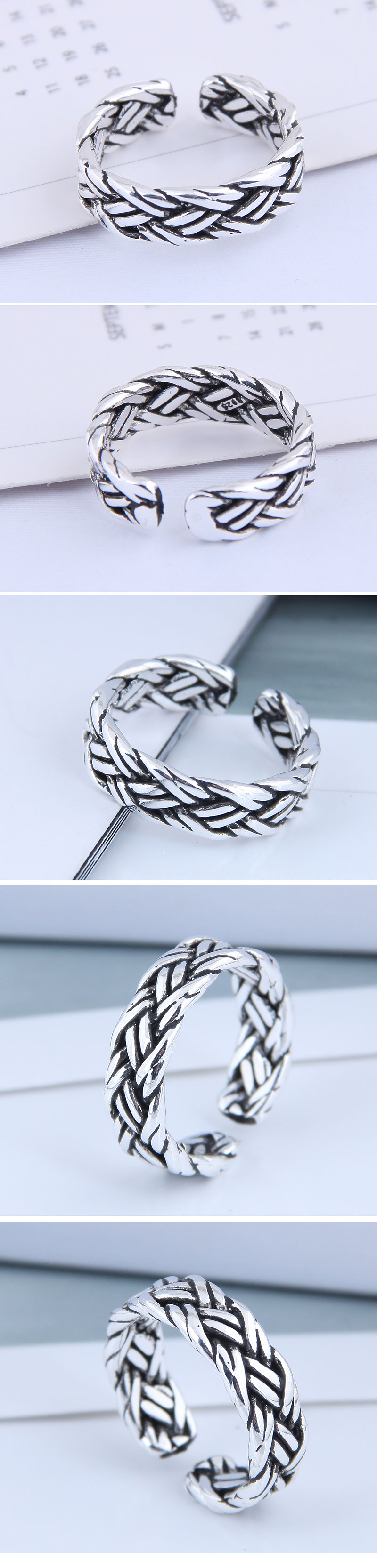 Exquisite Fashion Ring Wholesale Vintage Braided Open Ring display picture 1