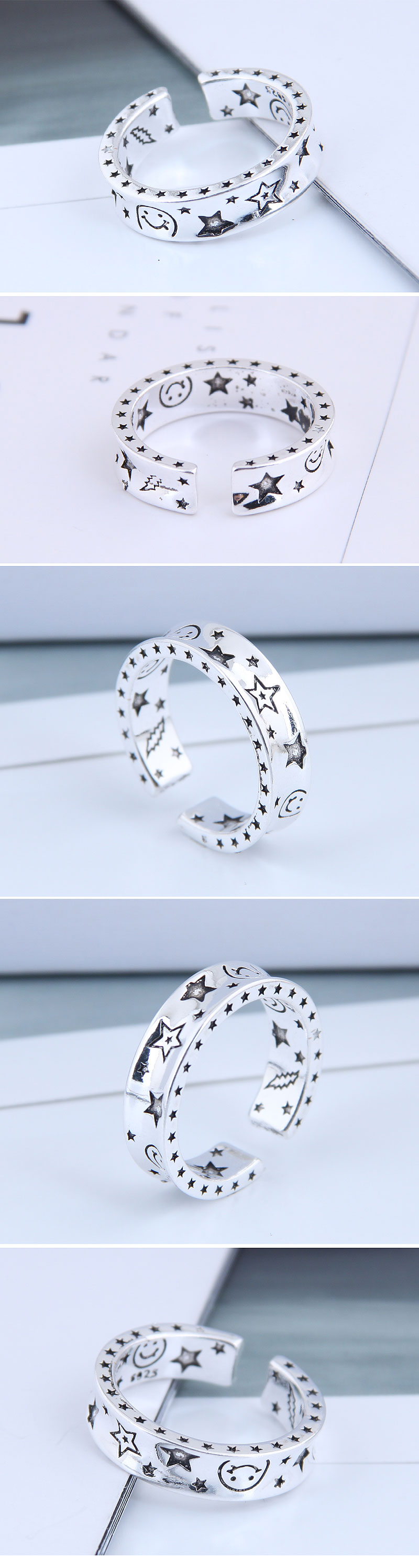 Exquisite Fashion Ring Wholesale Retro Starry Open Ring display picture 1