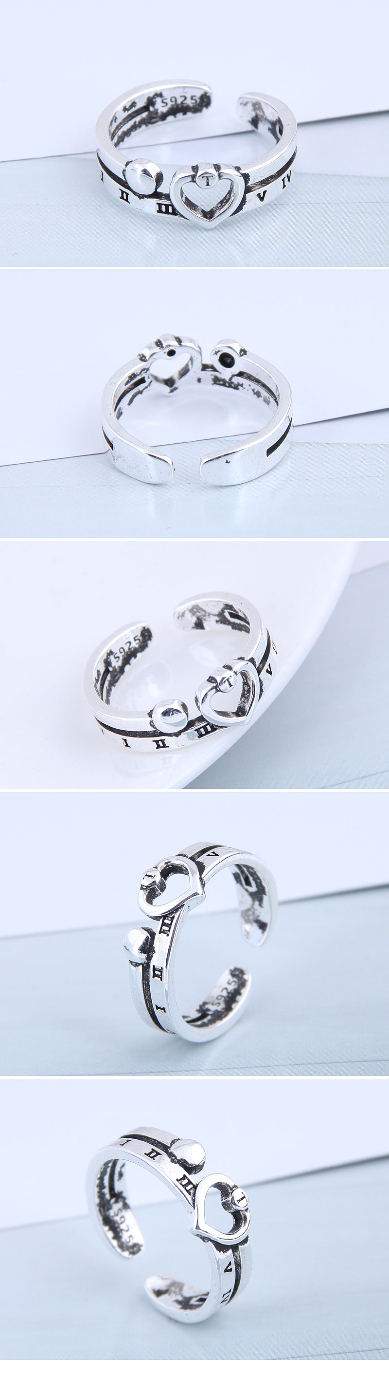 Exquisite Fashion Vintage Love Open Ring display picture 1