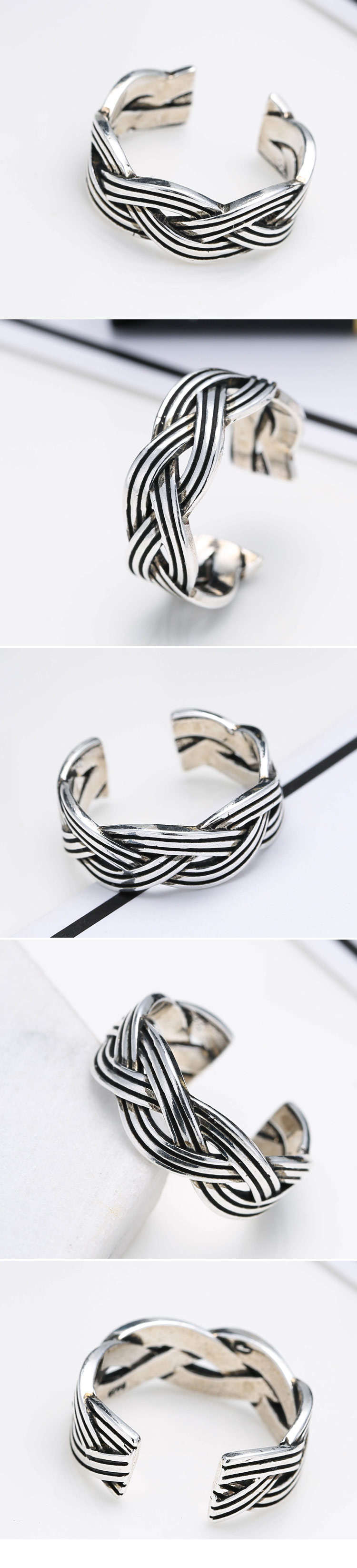 New Fashion Metal Imitation Thai Silver Open Ring display picture 1