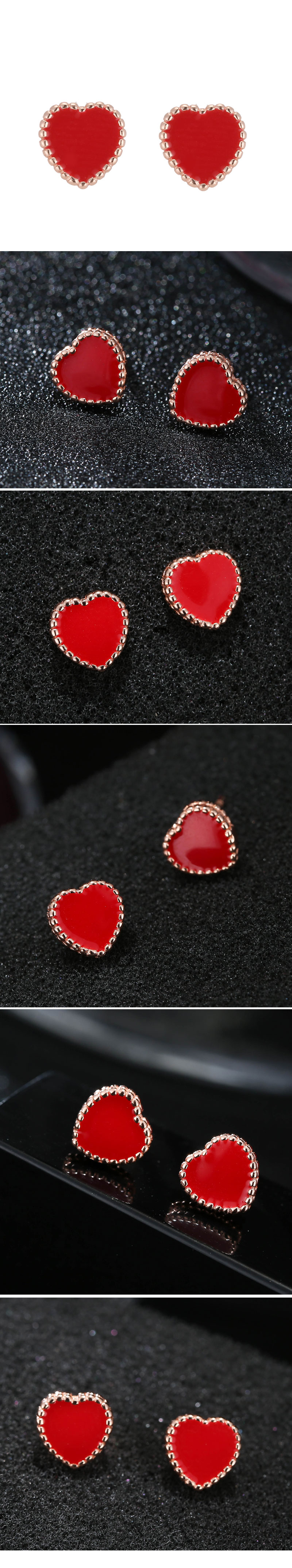 Korean Fashion Sweet Red Love Earrings display picture 1