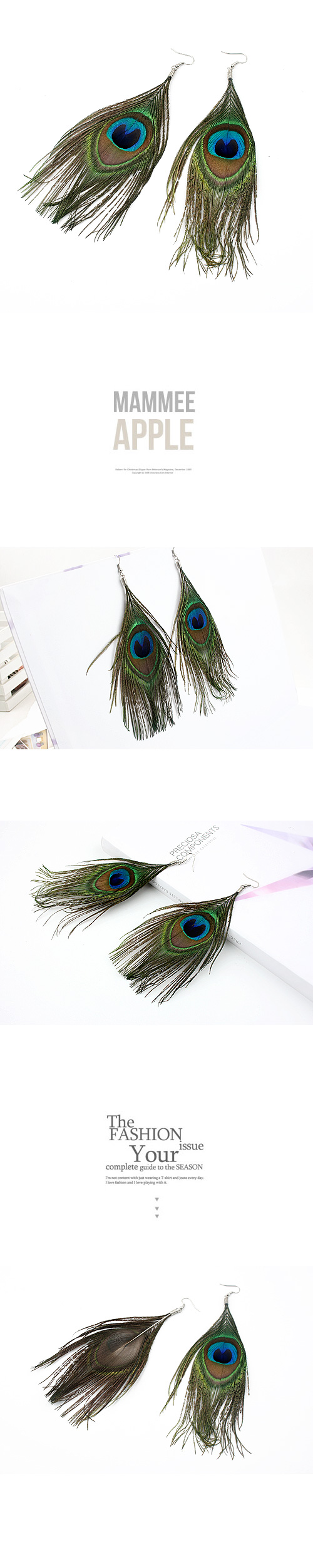 Korean Fashion Boho Ethnic Peacock Feather Earrings display picture 1