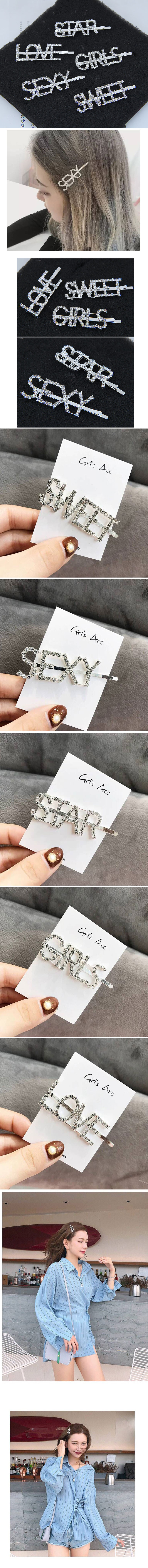 Letter Hair Clip Hair Accessories Flash Diamond Letters Personalized Hair Accessories Hair Clip Side Clips display picture 1