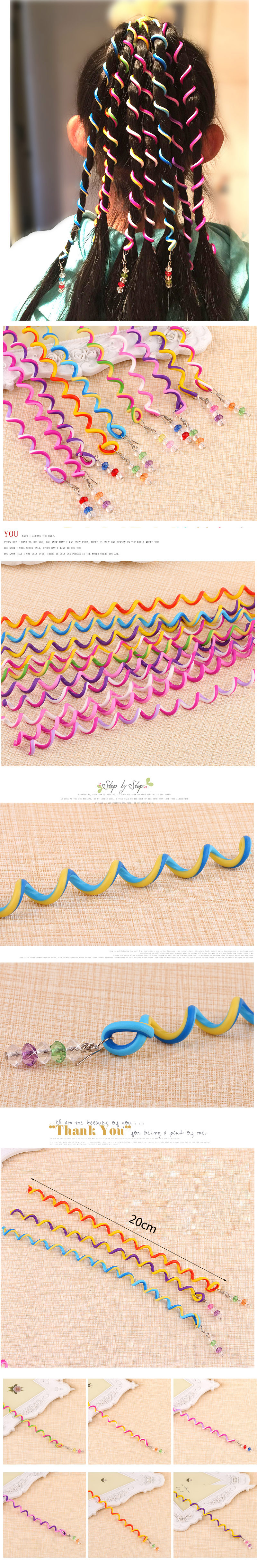Candy-colored Princess Korean Spiral Hair Weaving Device Rainbow Hair Accessories Headdress Beaded Curly Hair Stick display picture 1