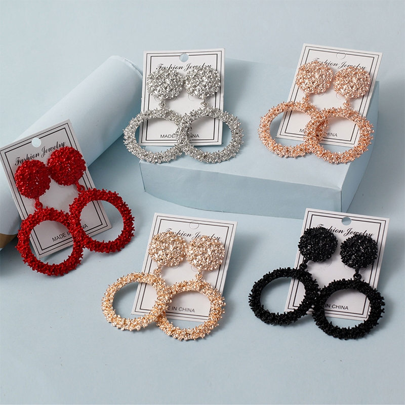 Jewelleryfor Women Multicolor Fashion Round Hollow Matte Earrings Painted Metal Stud Earrings 1 Pair display picture 1