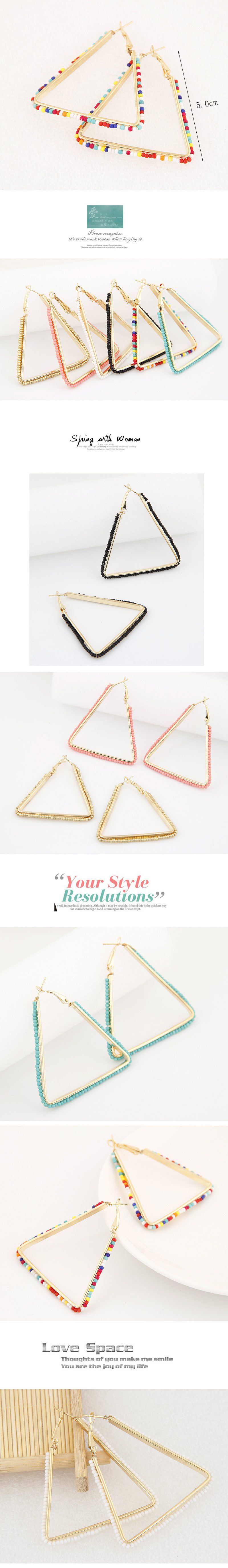 Fashion Jewelry Metallic Simple Beaded Triangle Earrings display picture 1