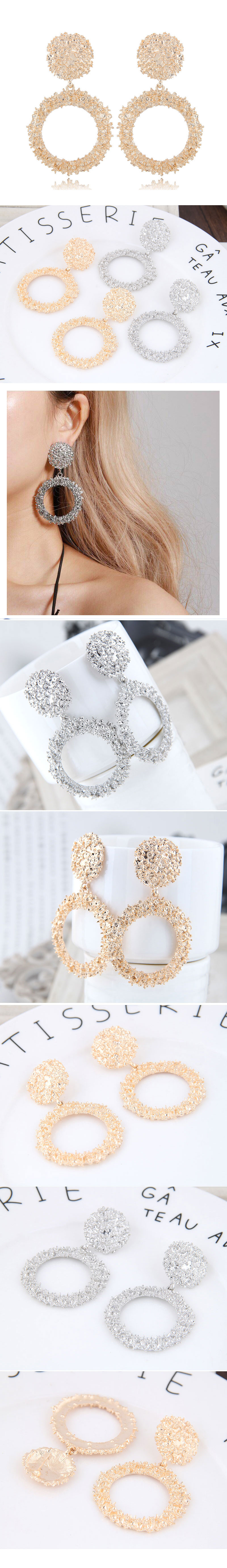Fashion Jewelry Metallic Simple Circle Exaggerated Earrings display picture 1