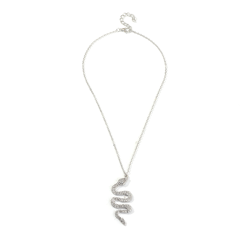 Creative Pop Snake Necklace Metal Diamond Pendant display picture 8
