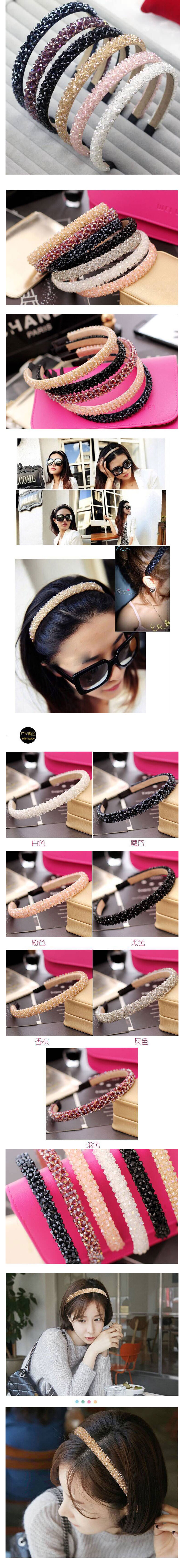 Korean Luxury Crystal Temperament Female Handmade Beaded Woven Wide Hair Accessories Hair Hoop display picture 1
