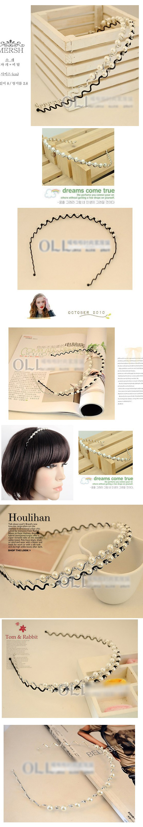 Korean Hair Accessories Pearl Wave Diamond Headband Fine Headband display picture 1