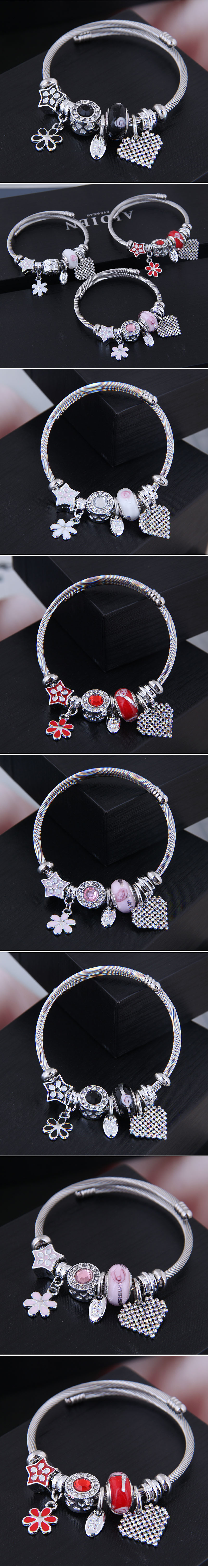 Fashion Metal Wild Simple Flowers Bright Love Pendant Multi-element Accessories Personalized Bracelet display picture 1