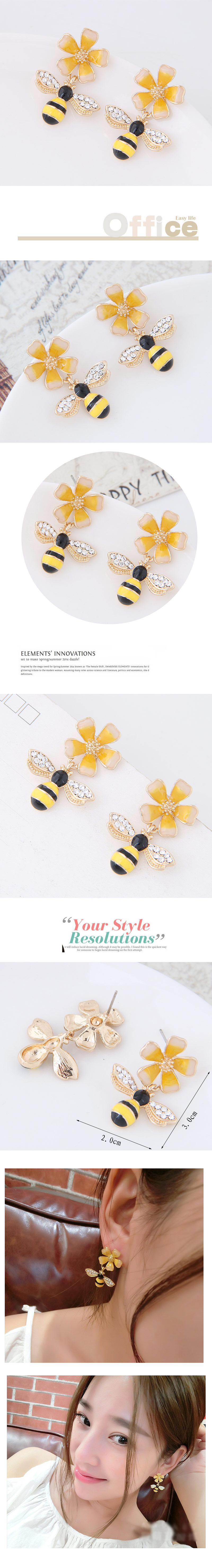 Fashion Sweet Ol Flower Bee Ear Studs Wholesale display picture 1