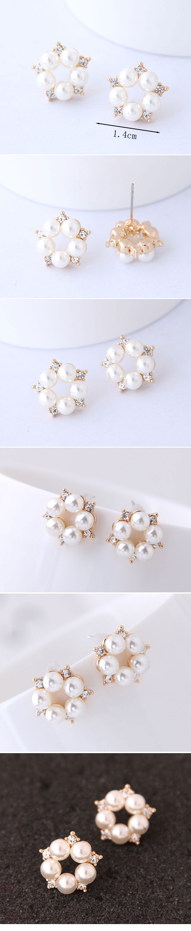 Korean Fashion Simple Flower Pearl Earrings Wholesale display picture 1