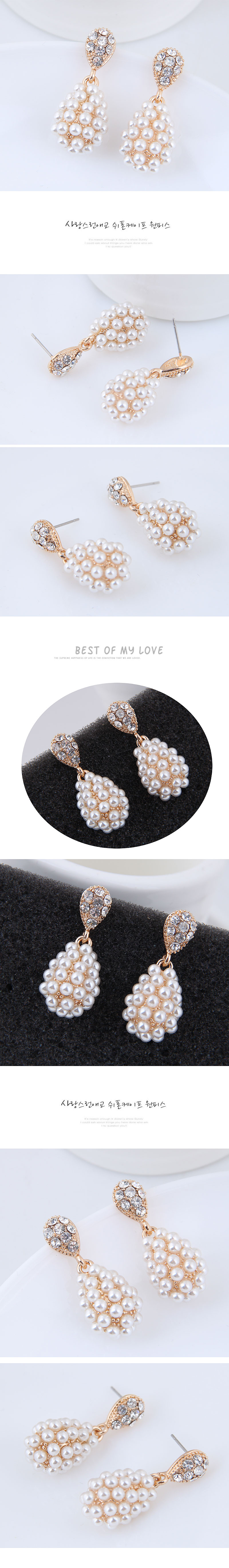 Korean Fashion Sweet Ol Simple Elegant Water Drop Pearl Earrings Wholesale display picture 1