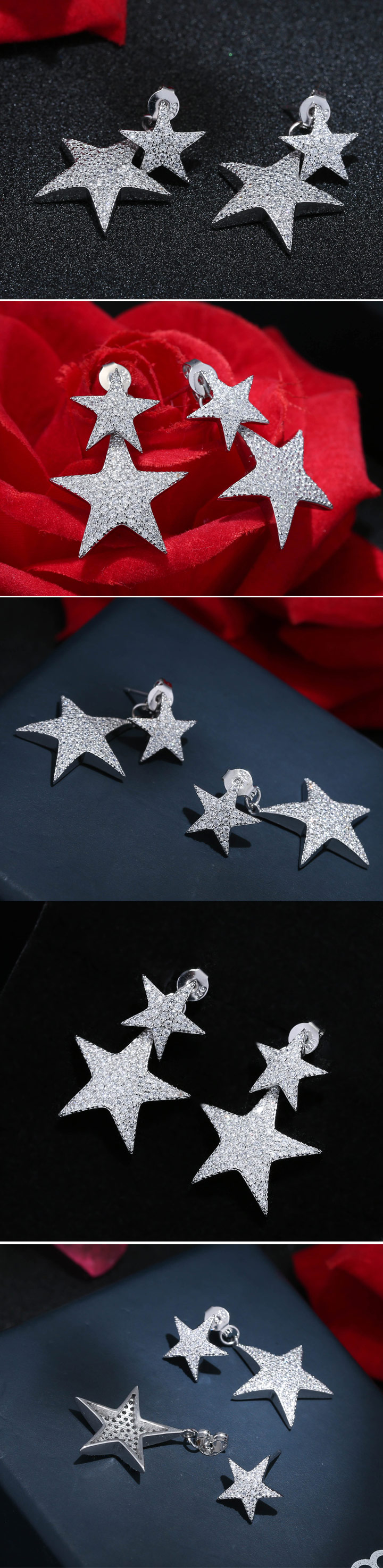Fashion Copper Brilliant Lucky Star Zirconia Earring Earrings display picture 1