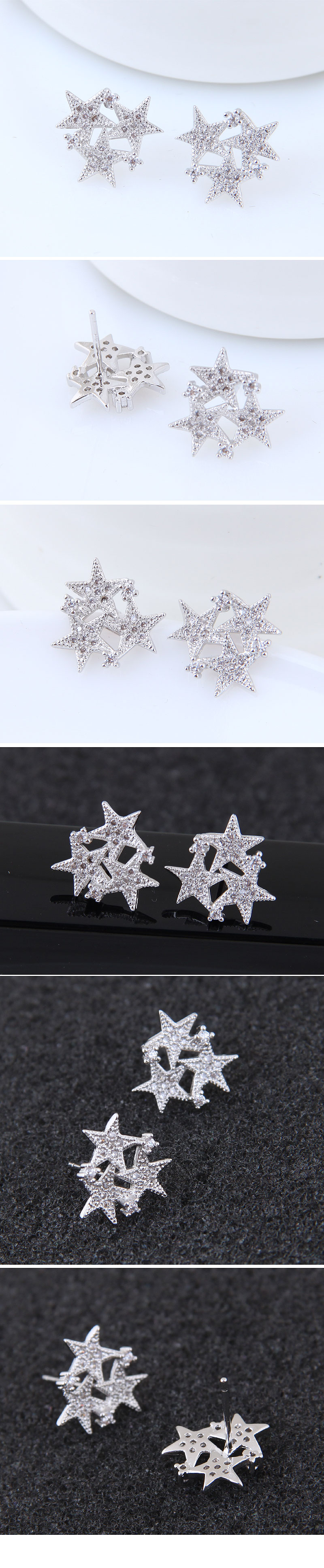 Korean Fashion Sweet Inlaid Zircon Meteor Stud Earrings Wholesale display picture 1