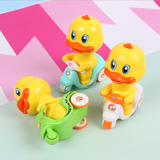 Push Press Little Yellow Duck Cartoon Flyback Motorcycle Pull Back Car Children Toys Wholesale display picture 2
