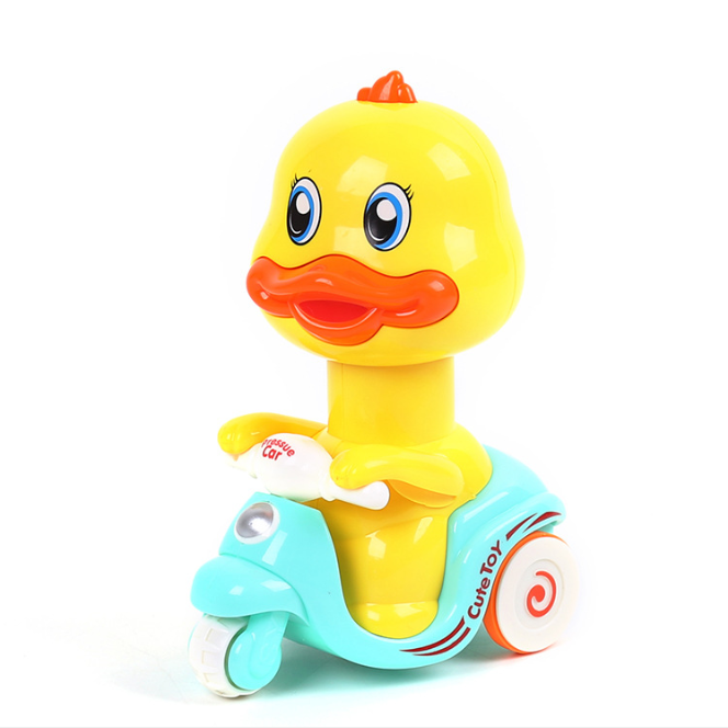 Push Press Little Yellow Duck Cartoon Flyback Motocicleta Pull Back Car Niños Juguetes Al Por Mayor display picture 3