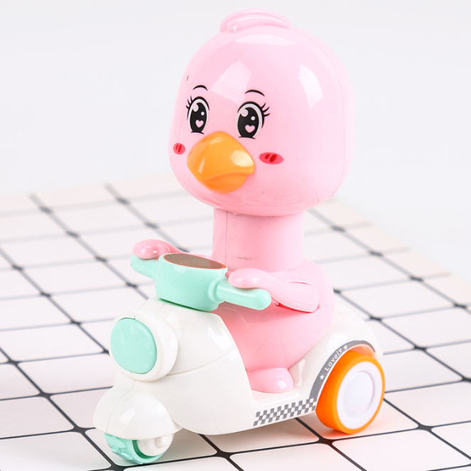 Push Press Little Yellow Duck Cartoon Flyback Motorcycle Pull Back Car Children Toys Wholesale display picture 4