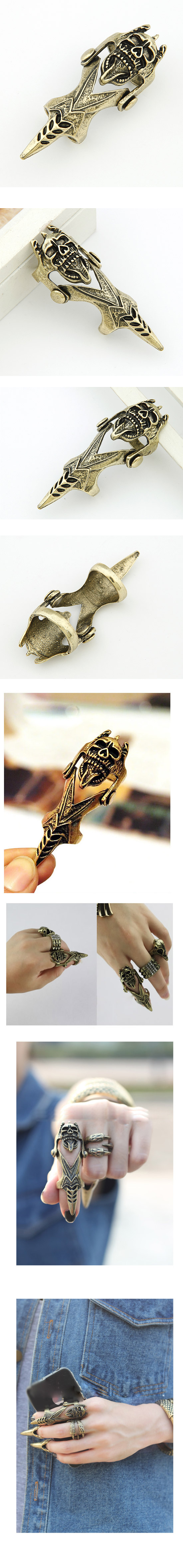 Korean Fashion Rock Punk Style Personality Skull Joint Ring display picture 1