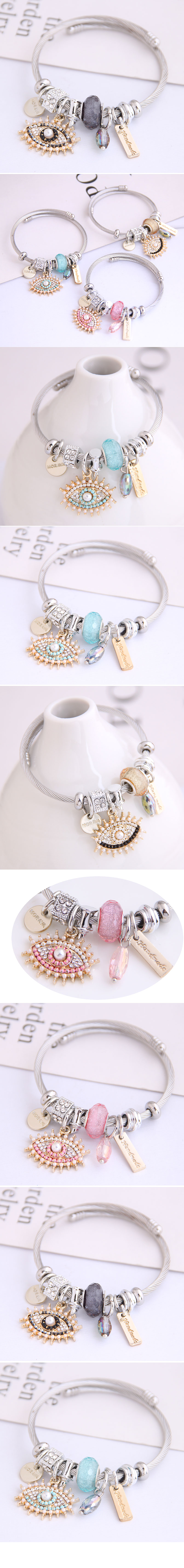 Stylish Metal Devil's Eye Simple Water Drop Pendant Multi-element Accessories Bangle display picture 1