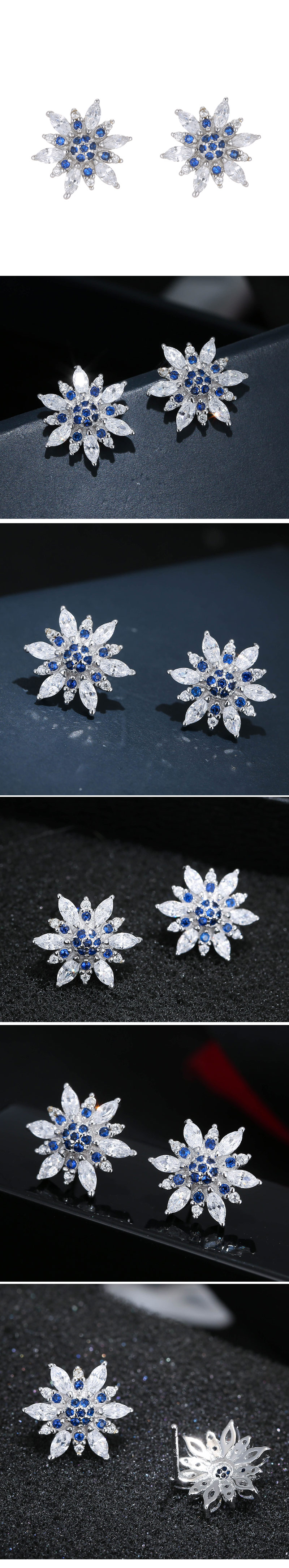 Yi Wu Jewelry Korean Fashion Sweet Ol Simple Bright Sun Flower Zircon Earrings Wholesale display picture 1