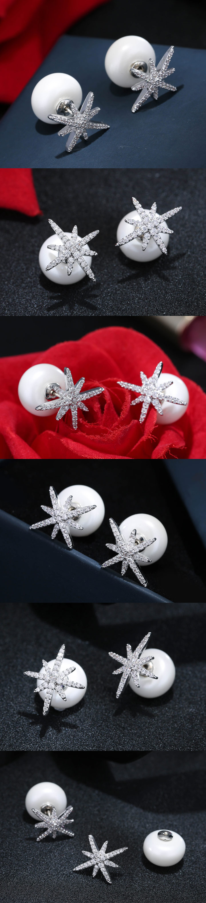 Yi Wu Jewelry Copper Sun Flower Pearl Earrings Earrings Wholesale display picture 1