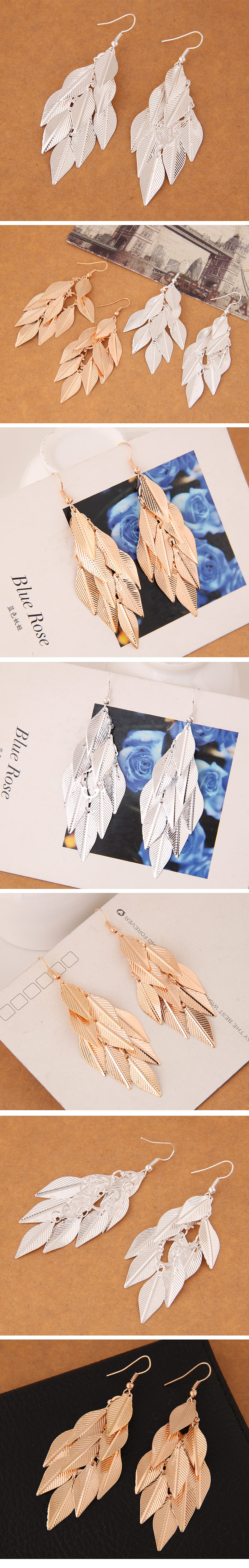 Yi Wu Jewelry New Fashion Leaf Earrings For Women display picture 1