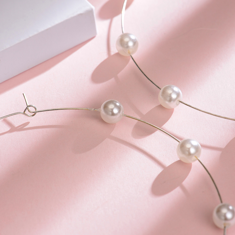 Yi Wu Jewelry New Pearl Big Circle Earrings Fashion Exaggerated Pearl Earrings Women Wholesale display picture 6
