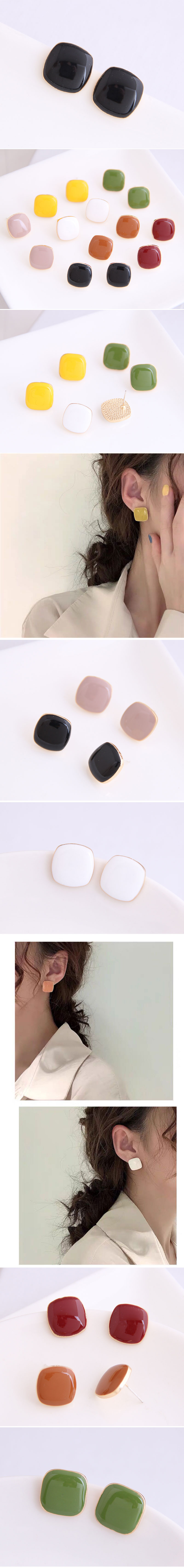 Yi Wu Jewelry Wholesale Korean Fashion Sweet Ol Hit Color Square Earrings display picture 1