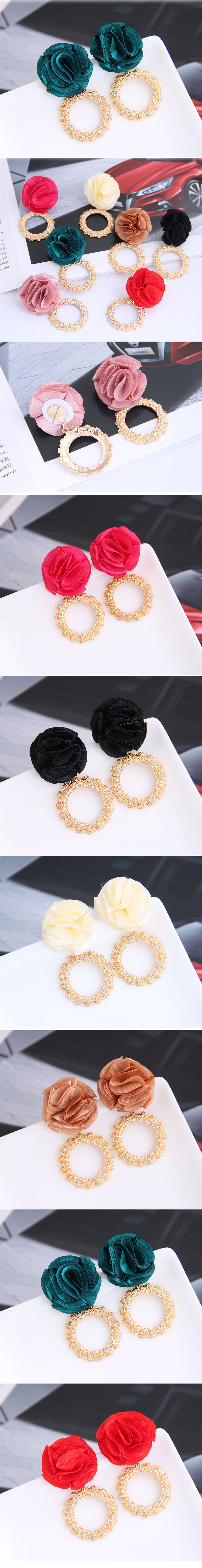 Yi Wu Jewelry Wholesale Fashion Wild Metal Ring Flowers Exaggerated Earrings display picture 1