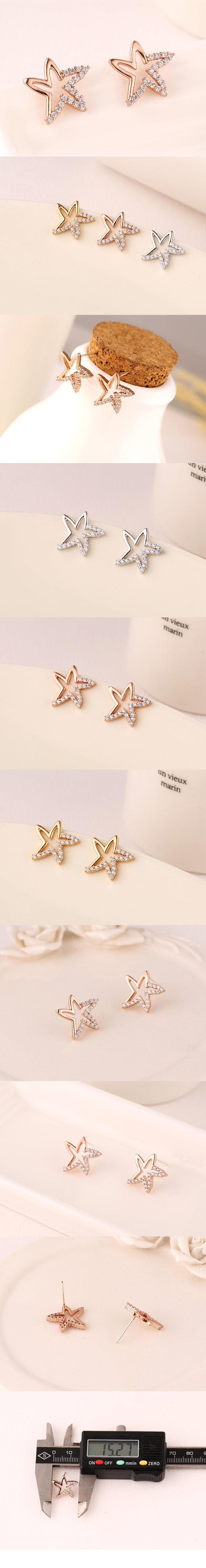 Korean Fashion Sweet Starfish Zircon Stud Earrings For Women Yiwu Jewelry Wholesale display picture 1