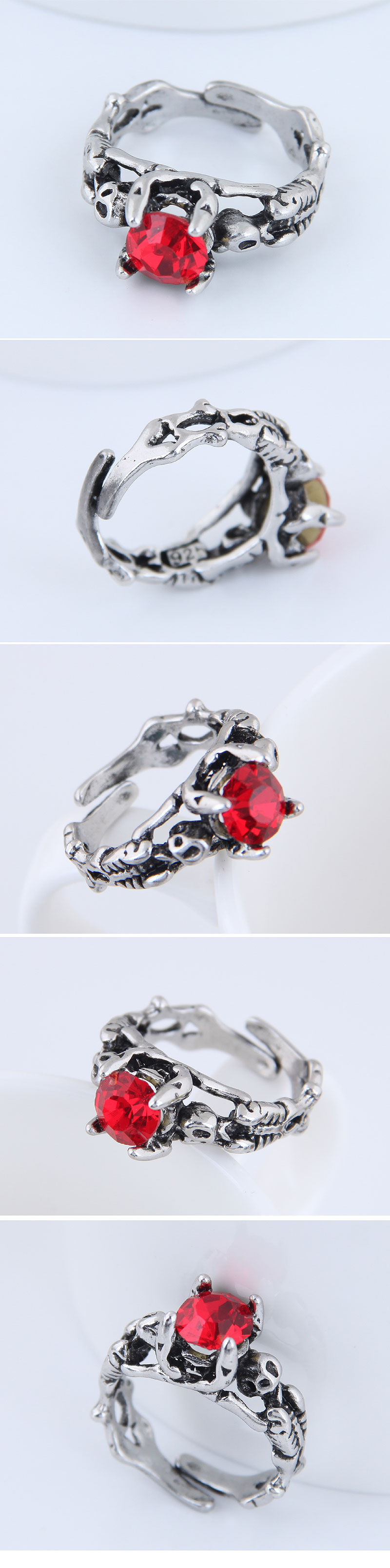 Yiwu Jewelry Wholesale Fashion Punk Simple Retro Gem Open Ring display picture 1