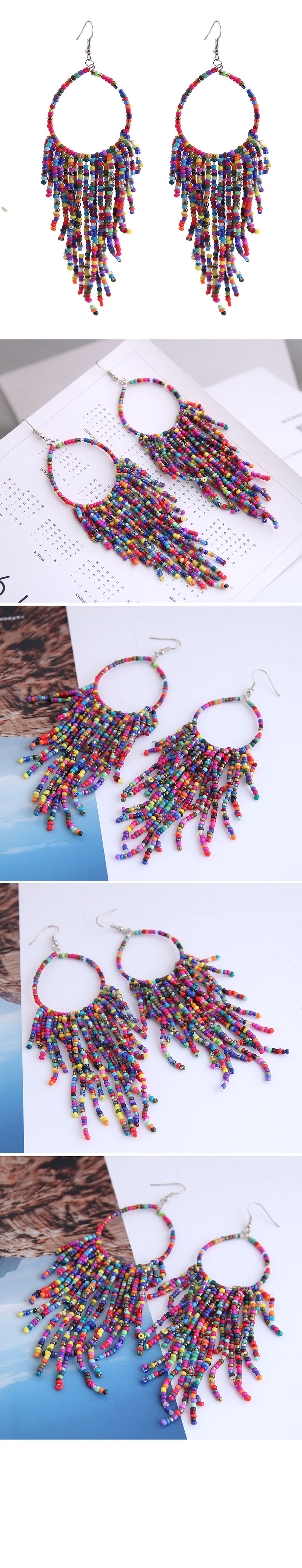 Yiwu Jewelry Wholesale Bohemian Style Beaded Tassel Earrings display picture 1