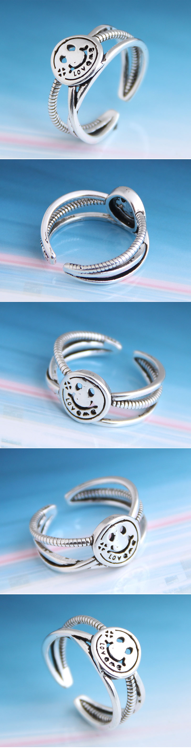 Fashion Retro Smiley Personality Open Ring display picture 1