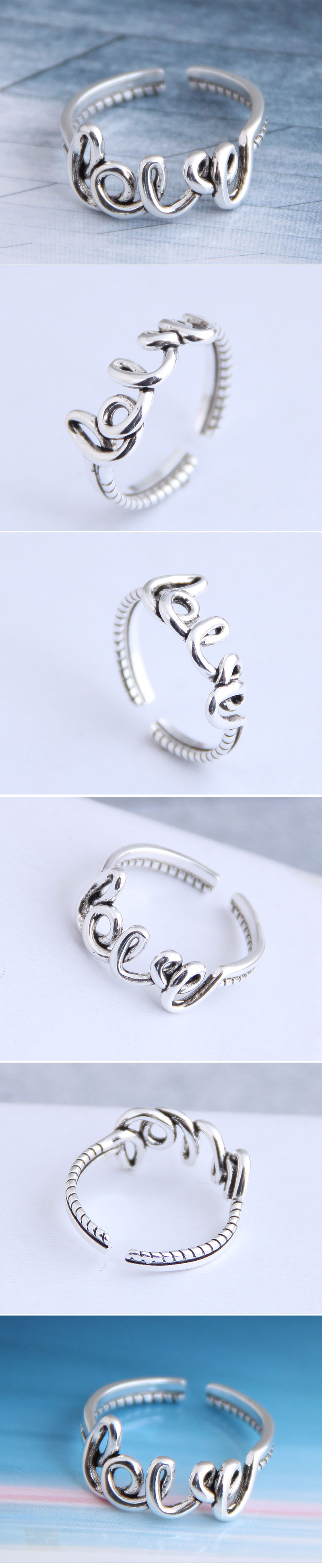 Fashion Vintage Love Personalized Open Ring display picture 1