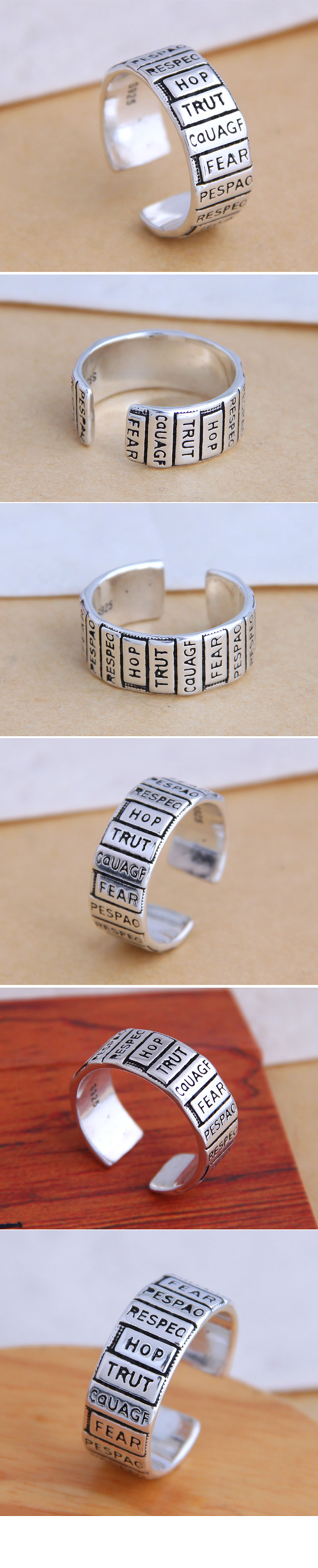 Fashion Jewelry Retro Letter Exaggerated Open Ring Wholesale display picture 1